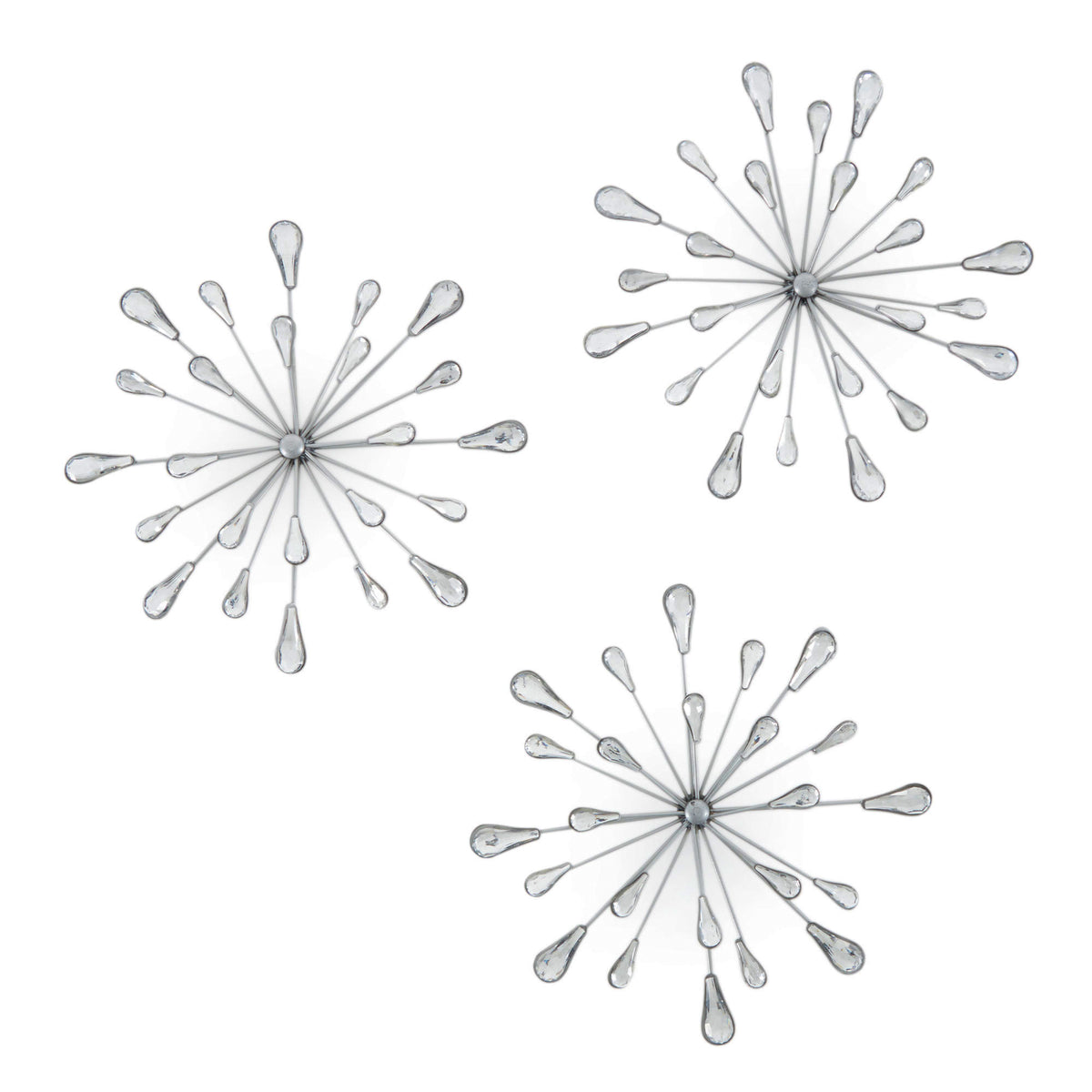 Stratton Home Decor Hand Painted Bursts Modern Wall Art Set of 3, Silver (Used)