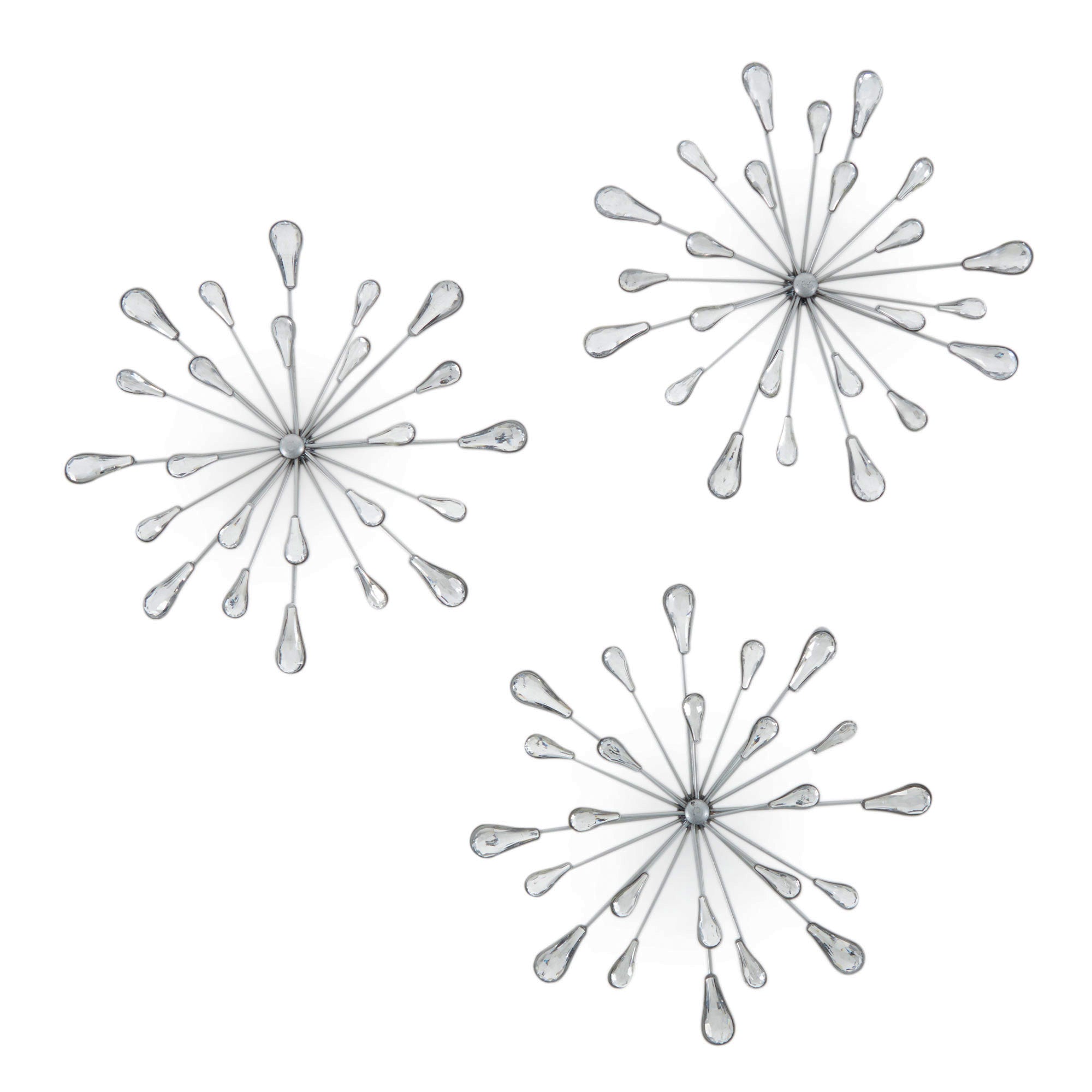 Stratton Home Decor 3 Acrylic Burst Wall Art Set, Silver (Open Box)