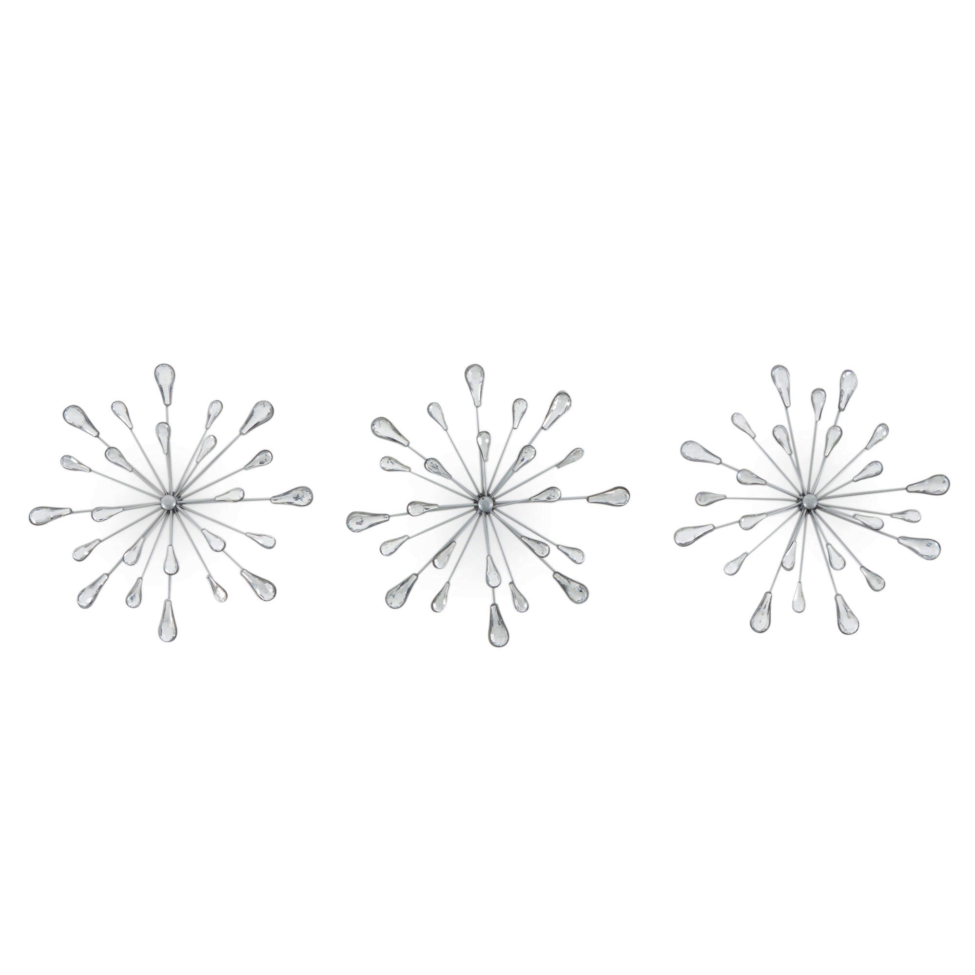 Stratton Home Decor Hand Painted Bursts Modern Wall Art Set of 3, Silver (Used)