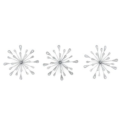 Stratton Home Decor Hand Painted Bursts Modern Wall Art Set of 3, Silver (Used)