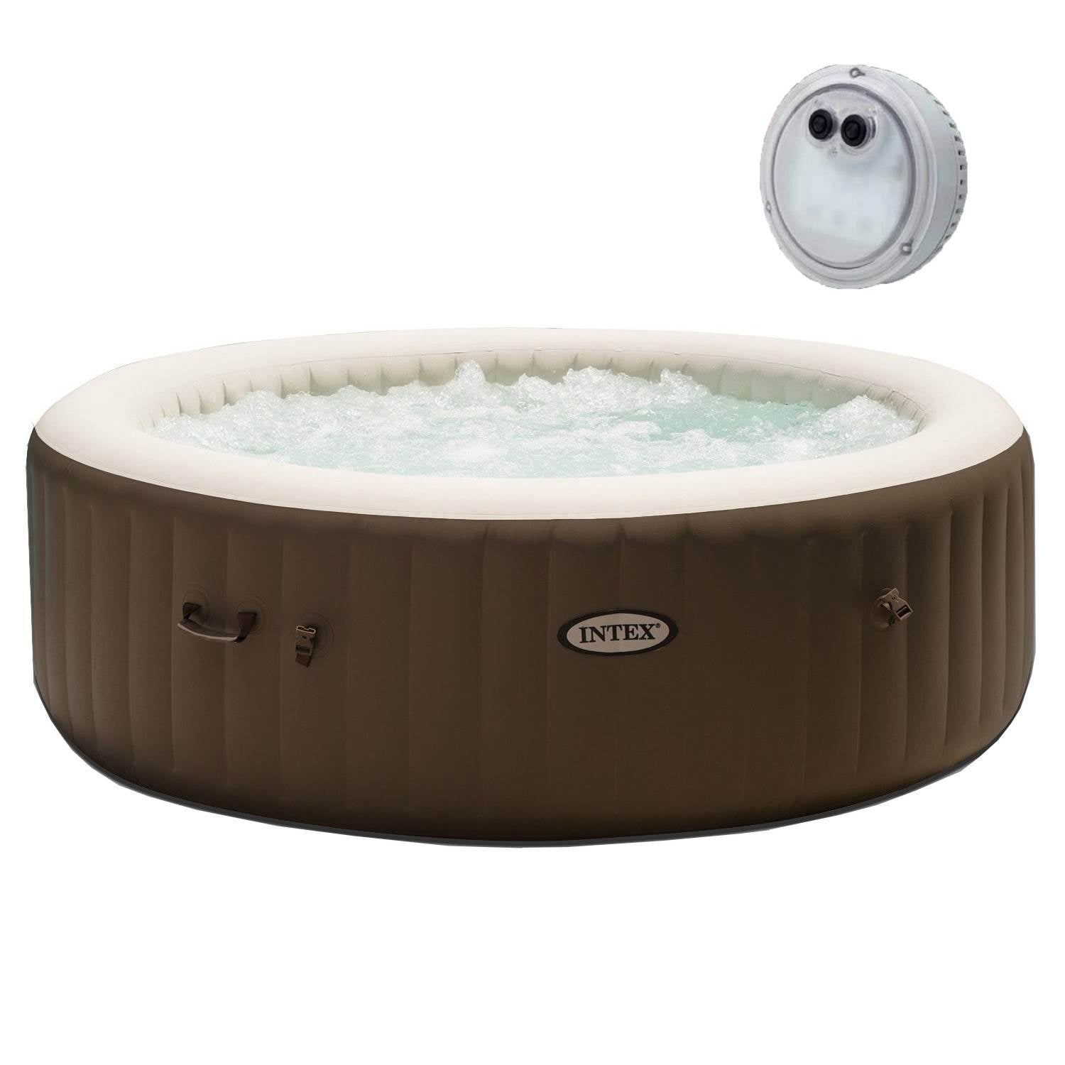 Intex Pure Spa Portable Inflatable Bubble Jet Massage Heated Hot Tub & LED Light
