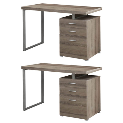 Monarch Specialties Left/Right Facing Contemporary Office Desk, Taupe (2 Pack)