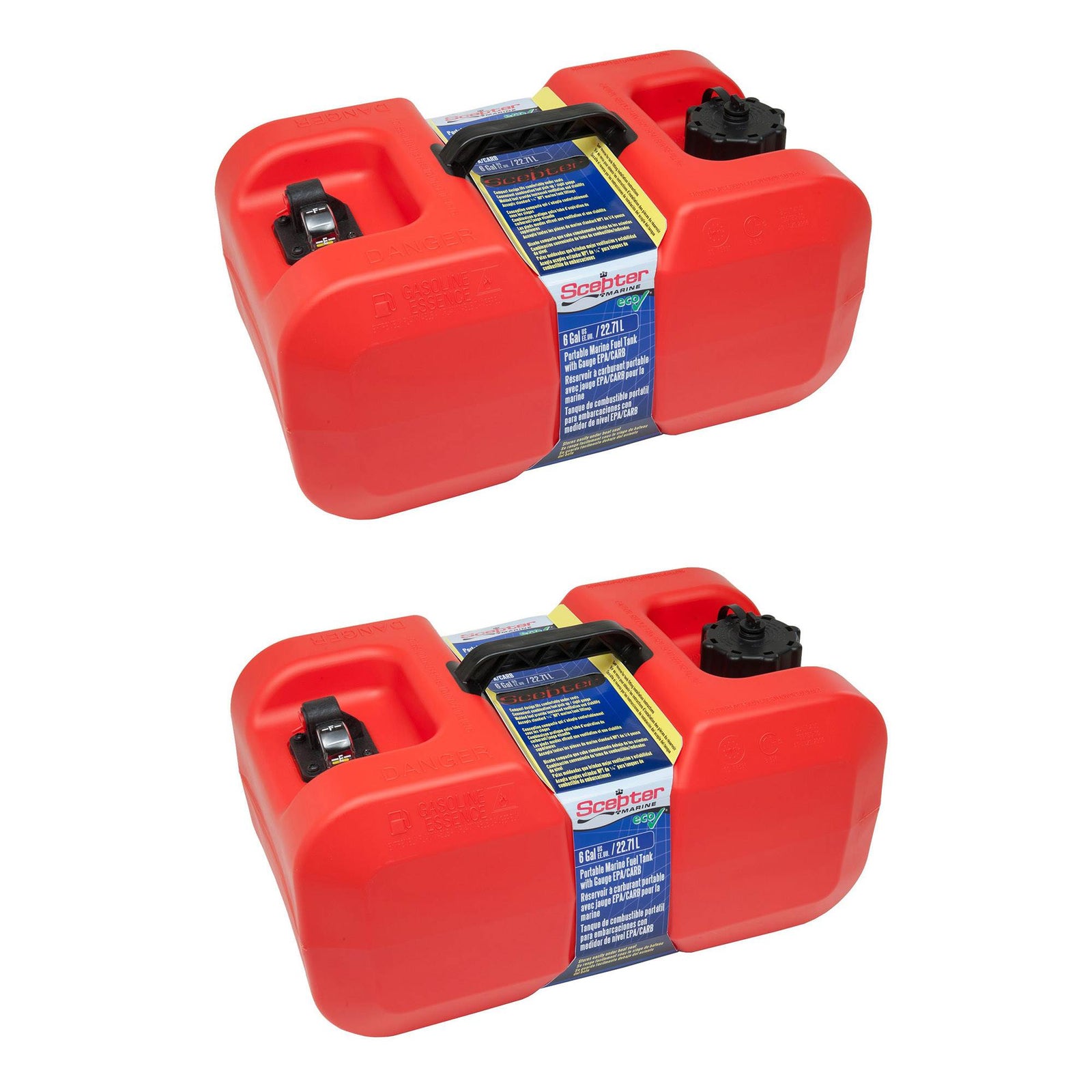 Scepter EPA CARB Under the Seat Portable Fuel Gas Container, 6 Gallon (2 Pack) - VMInnovations