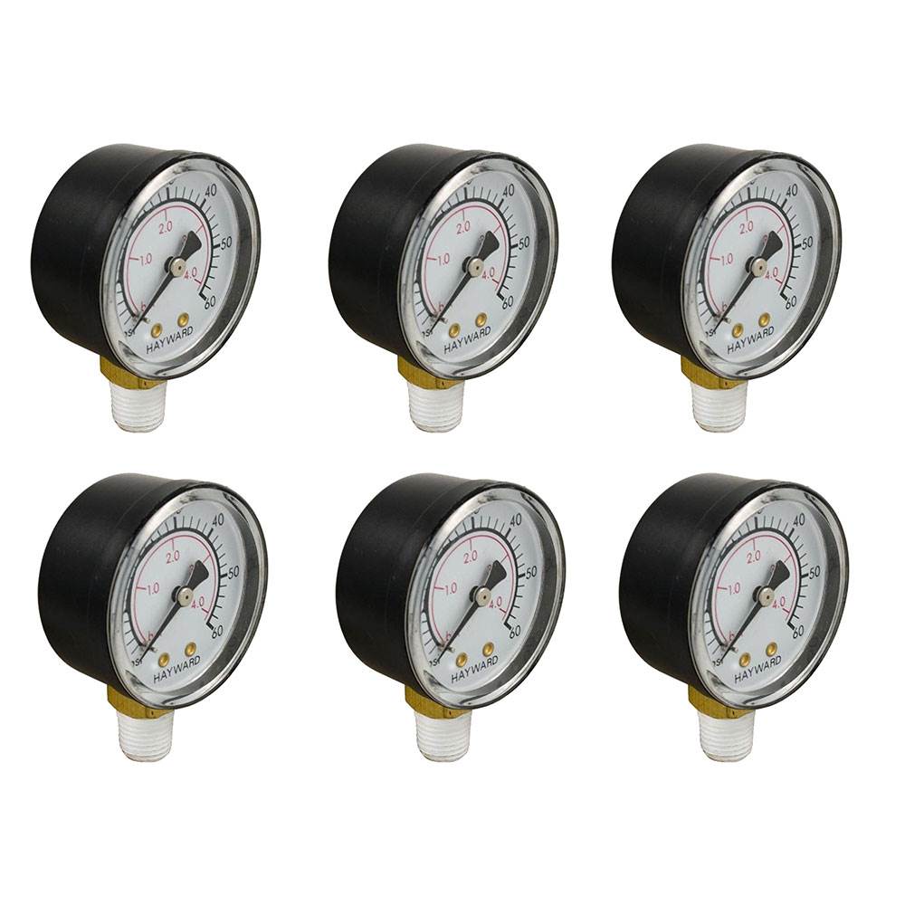 Hayward ECX270861 Swimming Pool Pressure Gauge Replacement Pro Series (6 Pack)