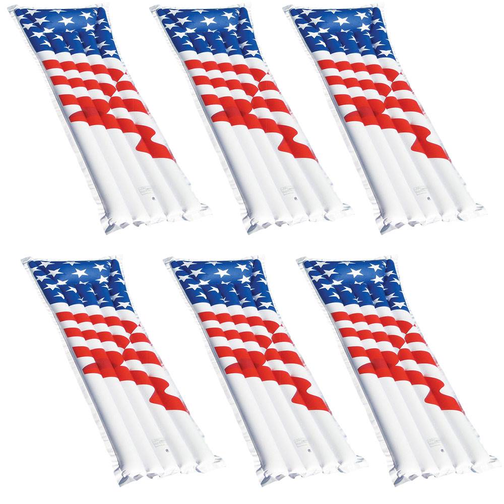 Swimline 72" Inflatable American Flag Swimming Pool and Lake Float Raft (6 Pack)