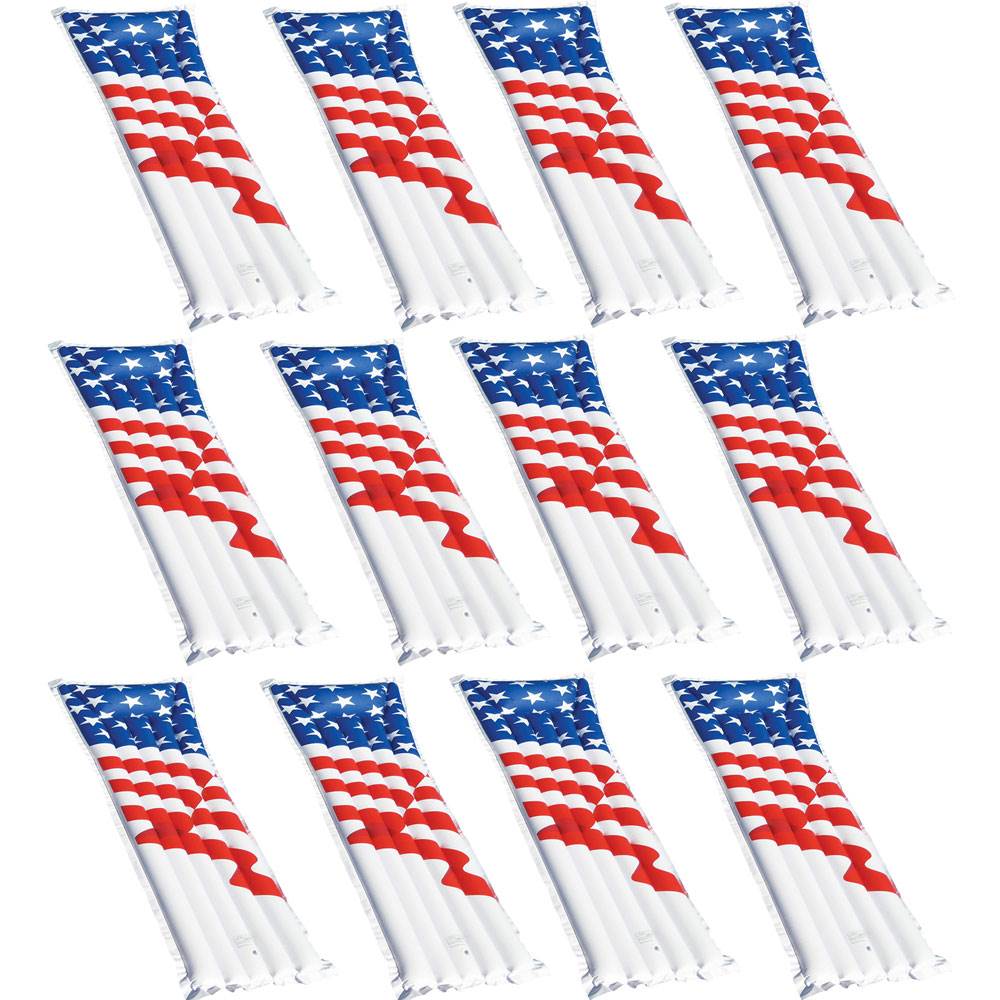 Swimline 72" Inflatable American Flag Swimming Pool Lake Float Raft (12 Pack)