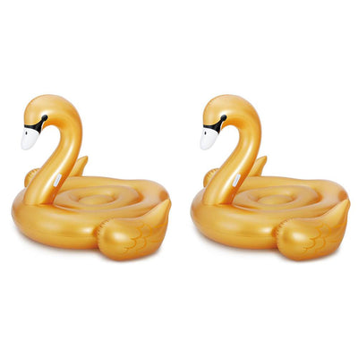Summer Waves Golden Giant Ride On Swan Inflatable Swimming Pool Float (2 Pack)