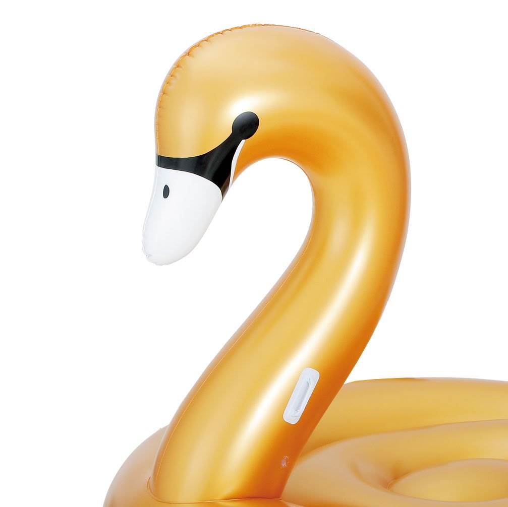 Summer Waves Golden Giant Ride On Swan Inflatable Swimming Pool Float (2 Pack)