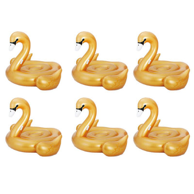 Summer Waves Golden Giant Ride On Swan Inflatable Swimming Pool Float (6 Pack)