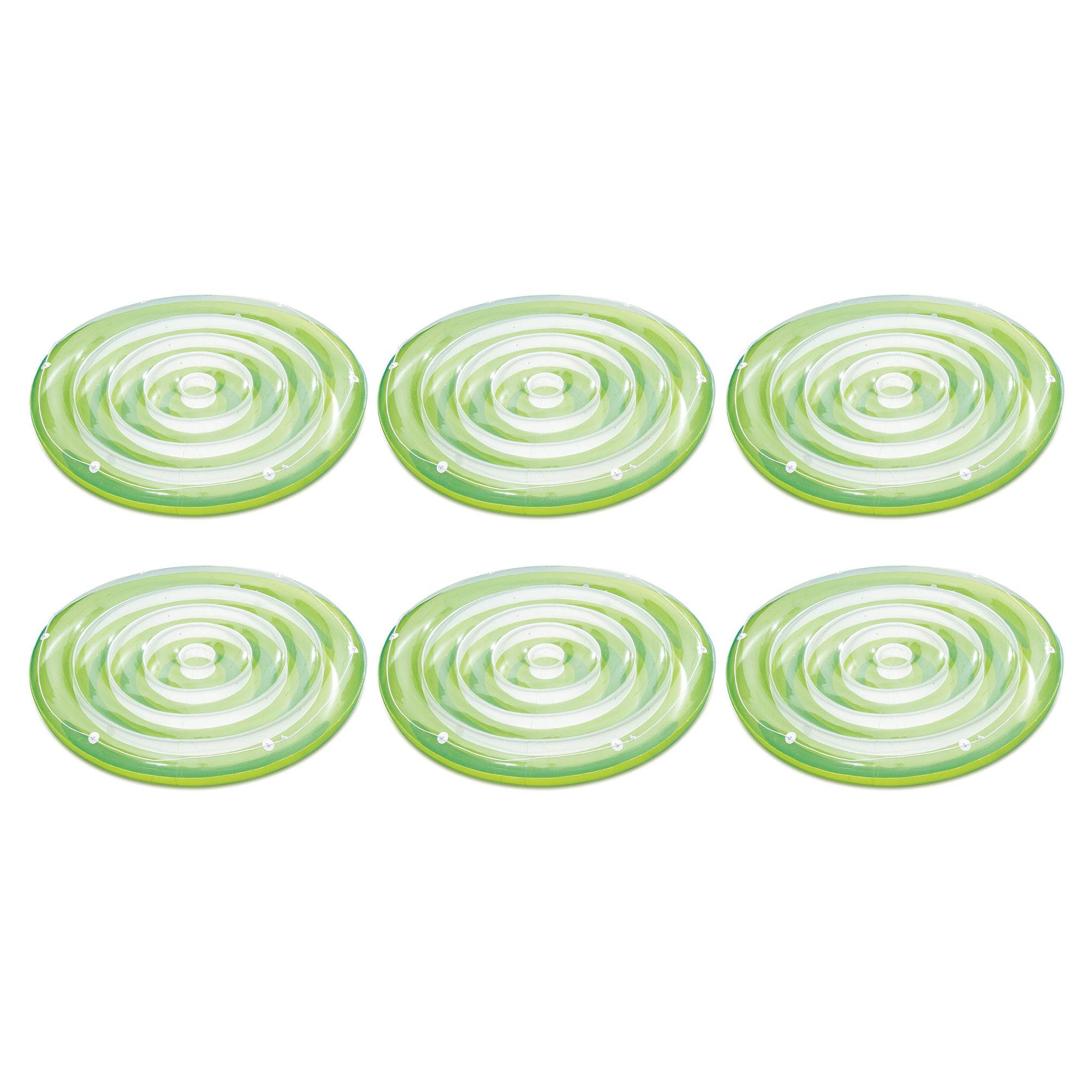 Summer Waves 65" x 7" Inflatable Splash Island Swirl Pool Tube Float (6 Pack)