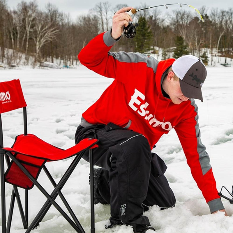 Eskimo 27613 Extra Large XL Portable Folding Ice Fishing Gear Seat Chair, Red