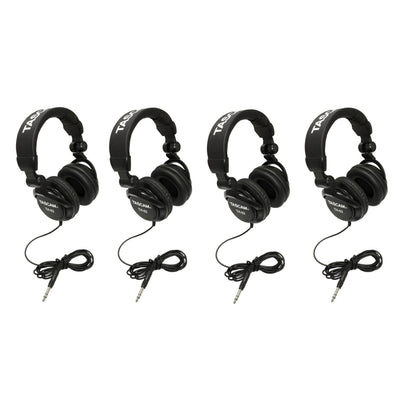 TASCAM TH-02B Padded Foldable Recording Mixing Home & Studio Headphones (4 Pack)