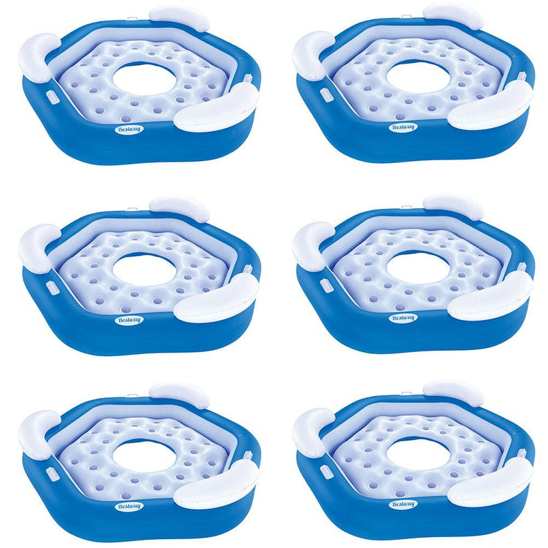 Bestway 3-Person Floating Water Island Lounge Raft With Open Bottom (6 Pack)