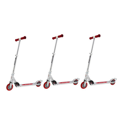Razor A3 Kids Folding Portable Kick Push Scooter with Wheelie Bar, Red (3-Pack)