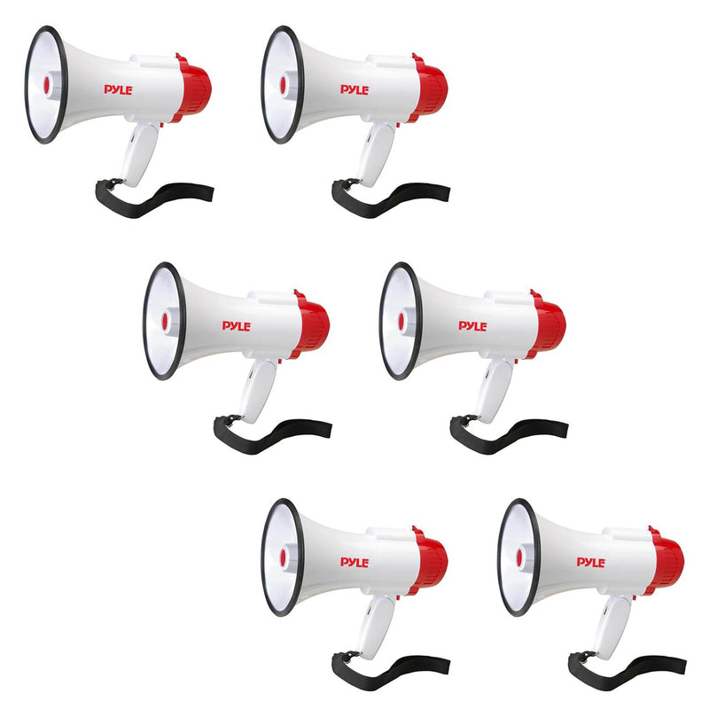 Pyle Pro Handheld Megaphone Bull Horn with Siren and Voice Recorder (6 Pack)