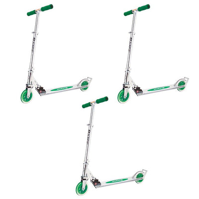 Razor A3 Kids Folding Portable Kick Push Scooter w/ Wheelie Bar, Green (3-Pack)