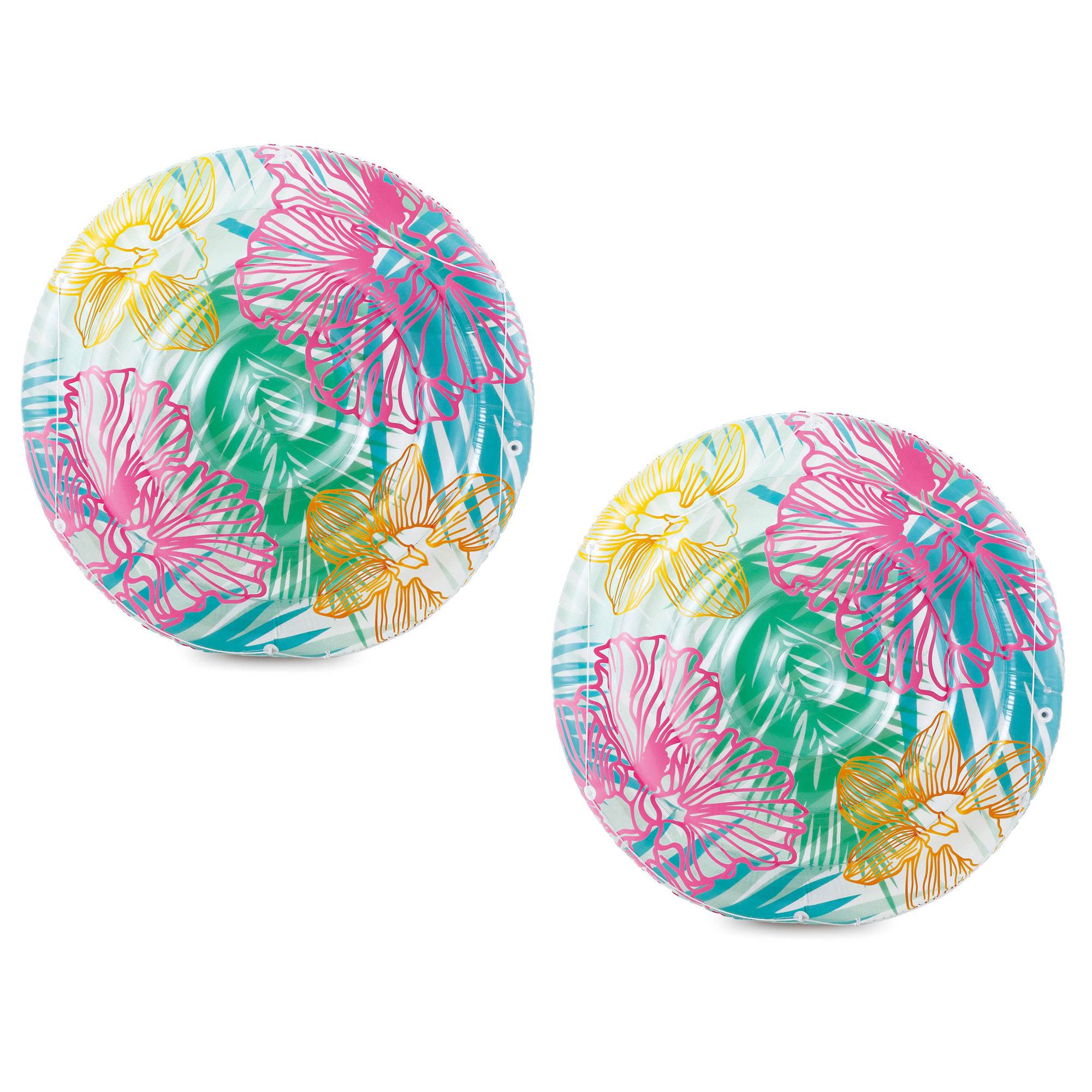 Summer Waves 65" x 65" x 7" Hibiscus Island Lounge Swimming Pool Raft (2 Pack)