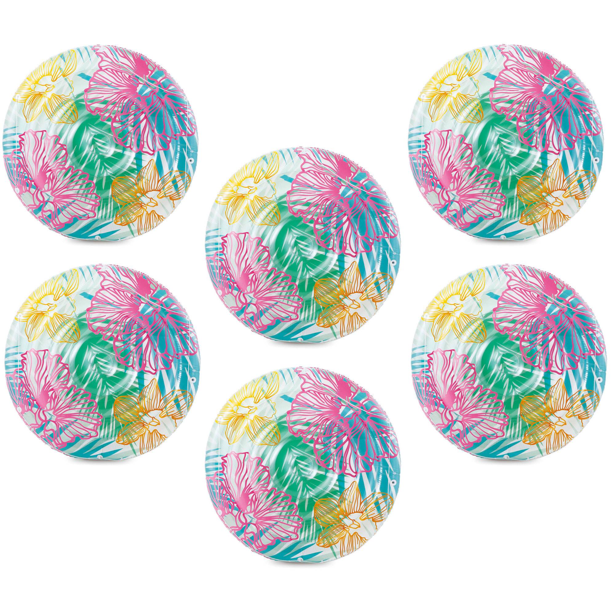 Summer Waves 65" x 65" x 7" Hibiscus Island Lounge Swimming Pool Raft (6 Pack)