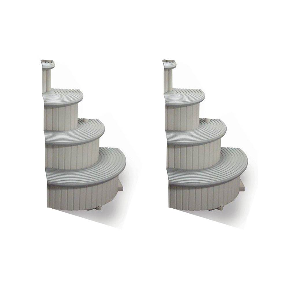 Confer Gray 4-Step Above Ground Swimming Pool Entry Steps Curved Add-on (2 Pack)