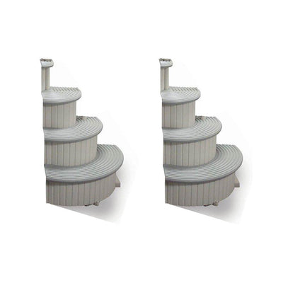 Confer Gray 4-Step Above Ground Swimming Pool Entry Steps Curved Add-on (2 Pack)