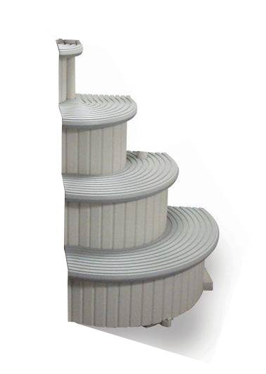 Confer Gray 4-Step Above Ground Swimming Pool Entry Steps Curved Add-on (2 Pack)