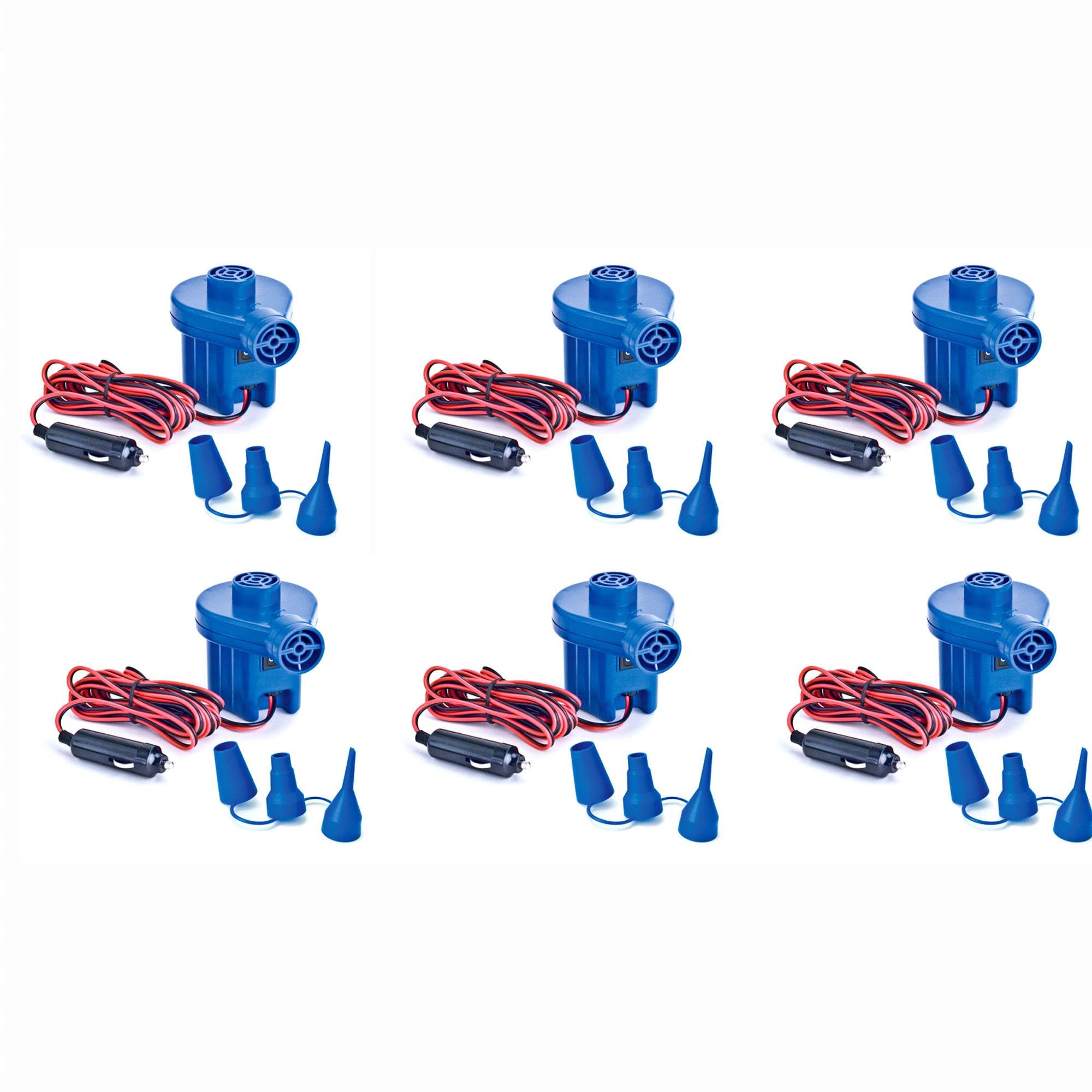 Swimline 12V Inflator Electric Air Pump Pool Inflatables w/Nozzles (6 Pack)