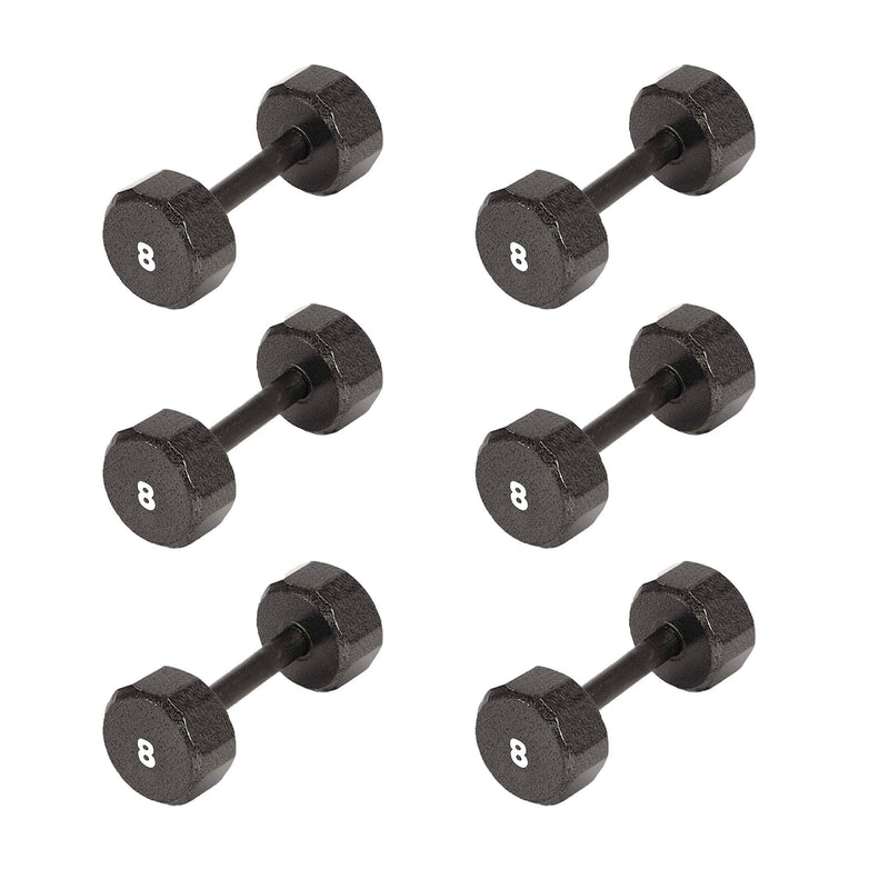 Marcy Pro TSA Hex 8 Pound Home Gym Iron Free Weight Single Dumbbell (6 Pack)