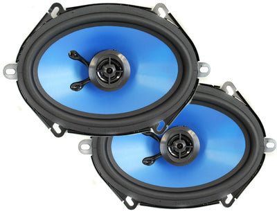 Q POWER 5x7" 300 Watt 2-Way Blue Car Audio Stereo Coaxial Speaker Pair (10 Pack)