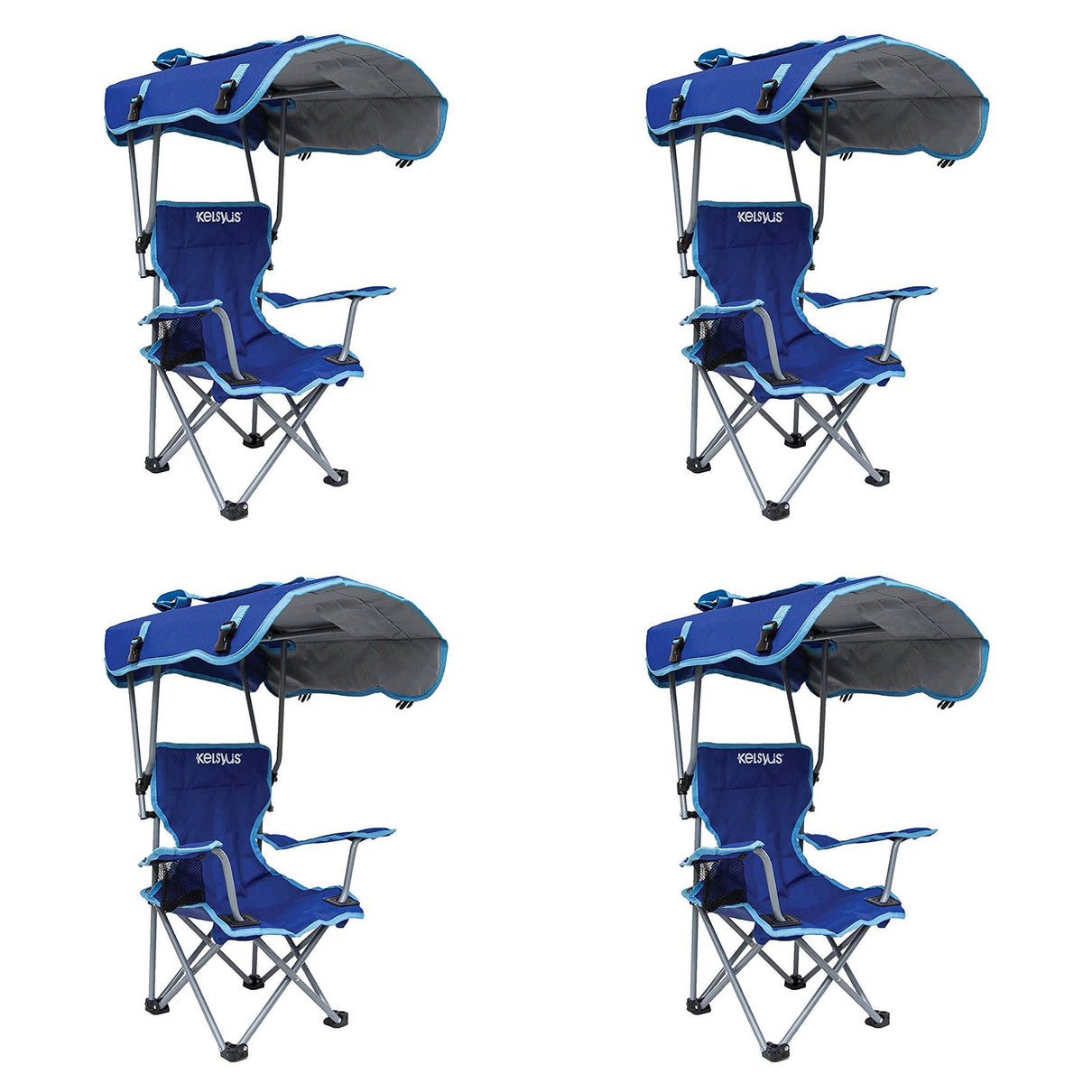 Kelsyus Kids Original Canopy Folding Backpack Lounge Chair, Blue (4 Pack)