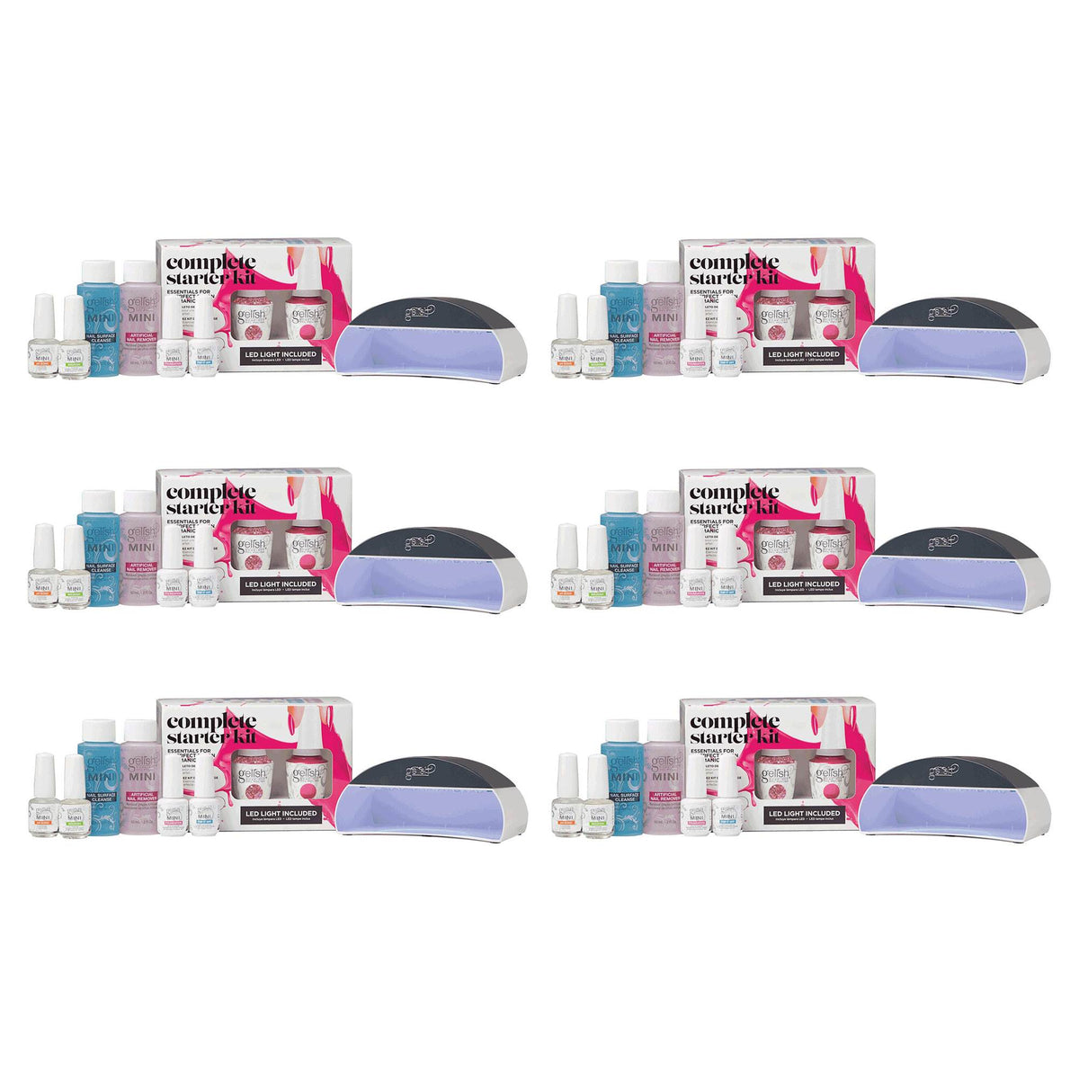 Gelish Complete Starter Mini Basix LED Gel Nail Soak Off Polish Kit Set (6 Pack)