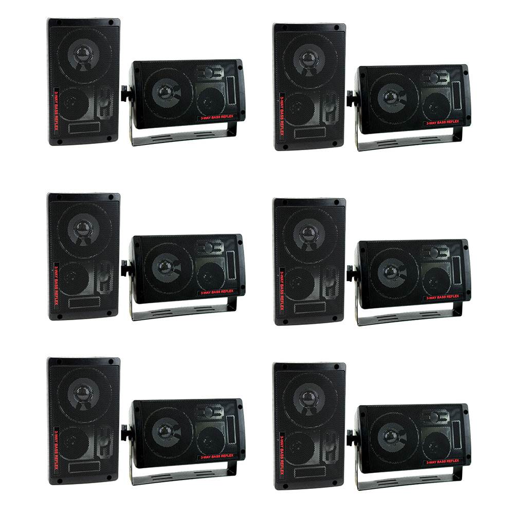 Pyramid 300W 3-Way Car Audio Mini Box Speakers Stereo System Indoor (6 Pack)
