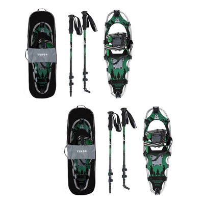 Yukon Charlie's Advanced 8x25 Inch Men's Snowshoe Kit w/ Aluminum Poles (2 Pack)
