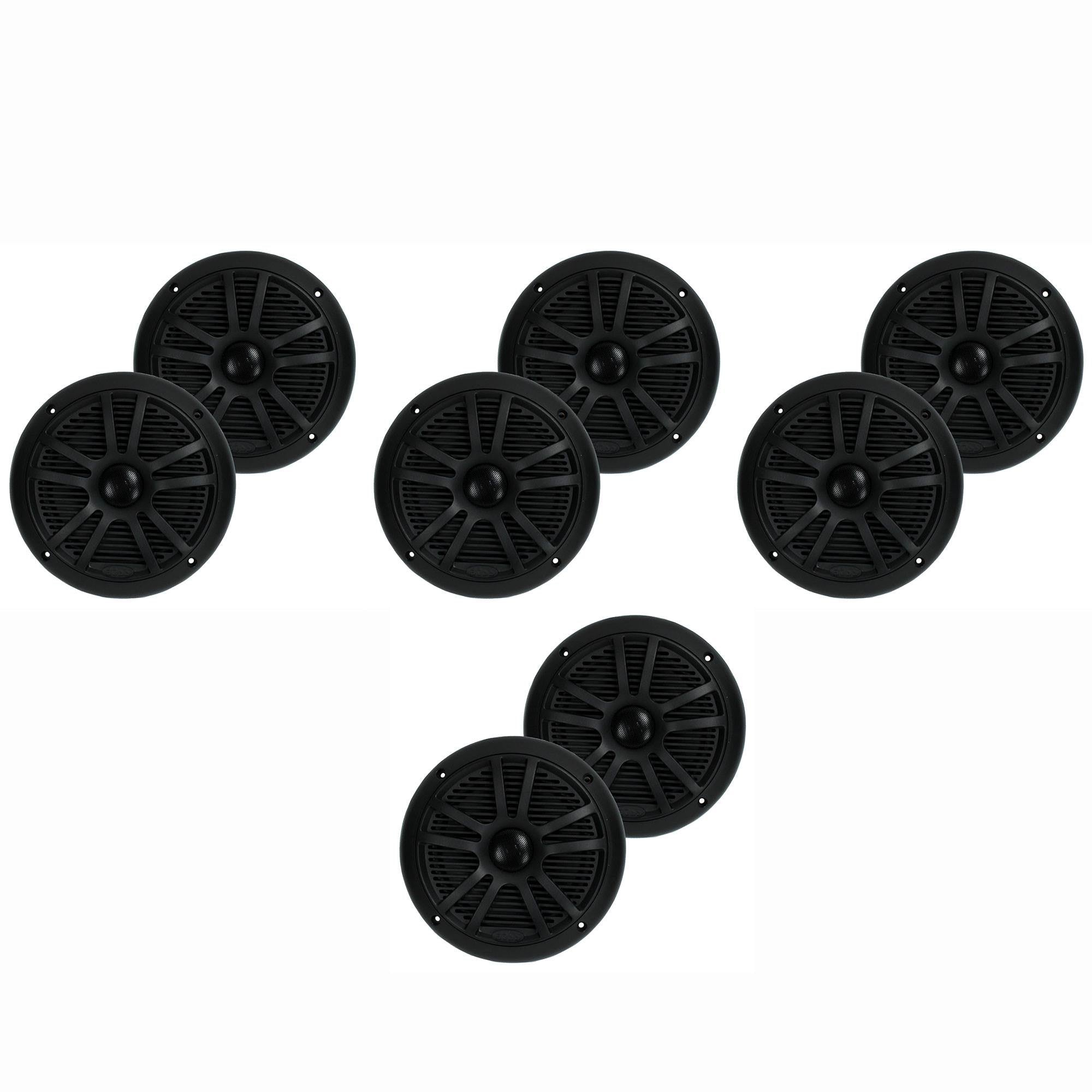BOSS Audio 6.5 Inch 180W Dual Cone Black Marine Audio Speakers (Pair) (8 Pack)