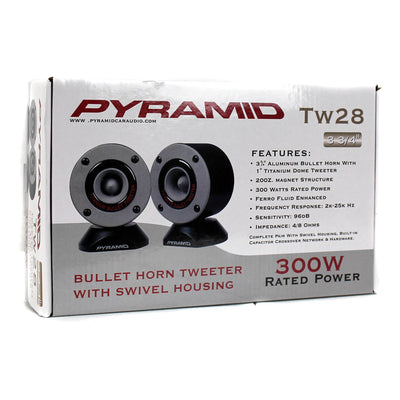 Pyramid TW28 3.75" 300W Super Car Audio Horn Bullet Aluminum Tweeters (24 Pack)