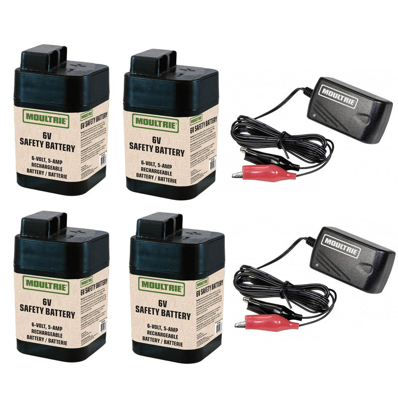 Moultrie 6 Volt Rechargeable Game Feeder Battery MFHP12406 (4 Pack) + 2 Chargers
