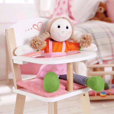 Hape Wooden Baby Doll Play Highchair Seat Toddler Toy Furniture, Pink (4 Pack)