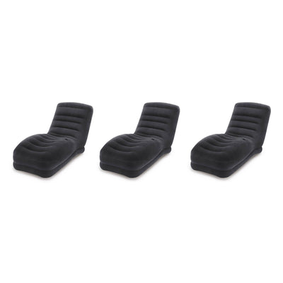 Intex Inflatable Contoured Mega Lounge Chair with Built-In Cup Holder (3 Pack)