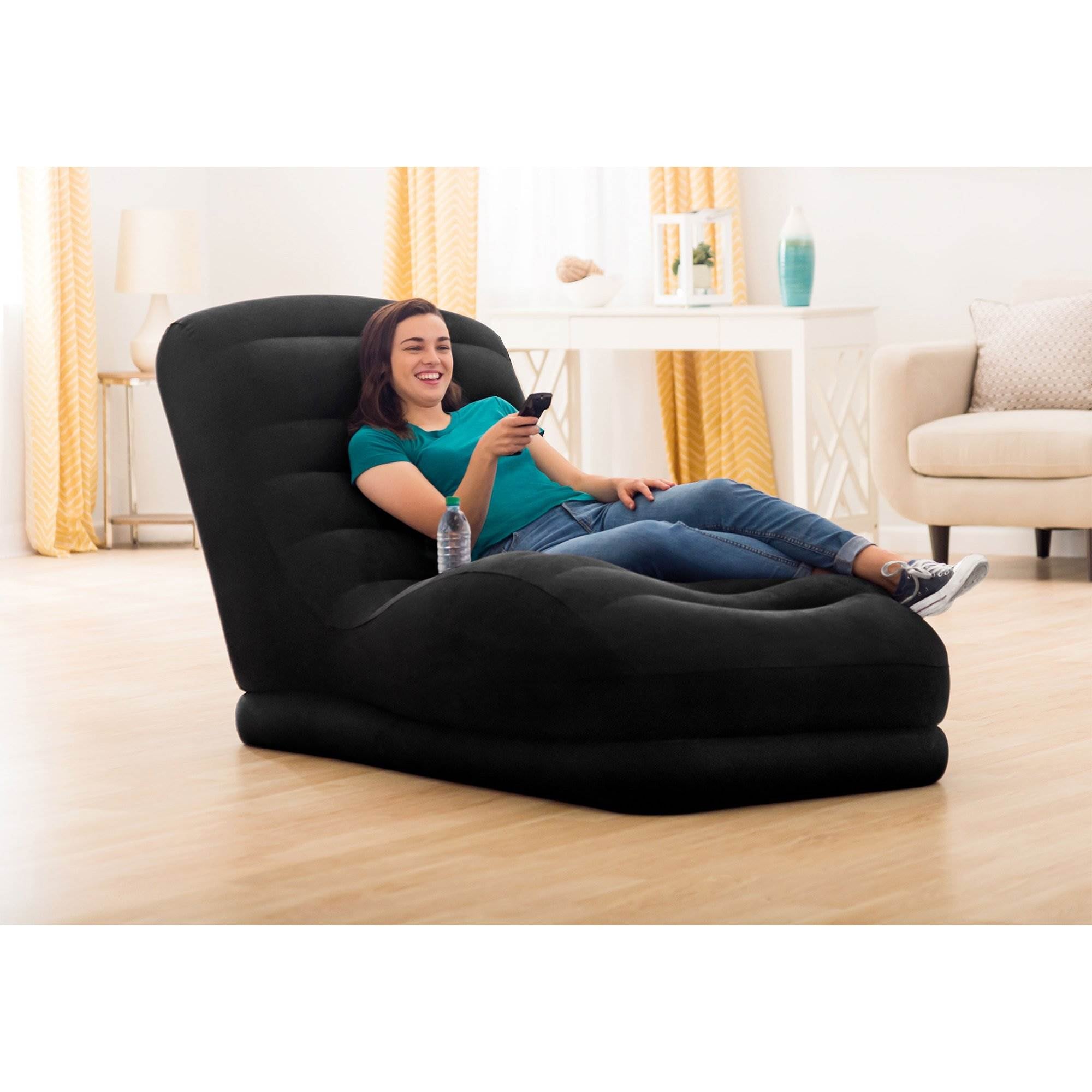 Intex Inflatable Contoured Mega Lounge Chair with Built-In Cup Holder (3 Pack)