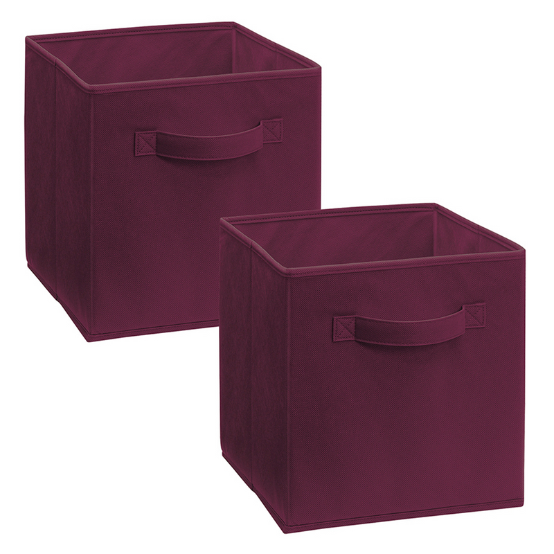 ClosetMaid Fabric Storage Cube Bin with Handles, Cabernet (2 Pack) (Open Box)