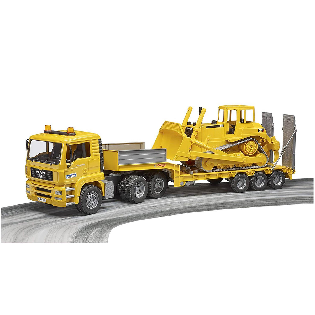 Bruder Toys Miniature Toy MAN TGA Loader Truck w/ CAT Bulldozer (Open Box)
