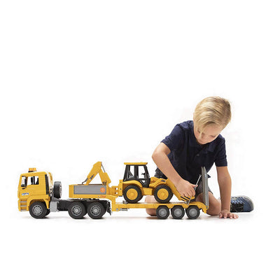 Bruder Toys Miniature Toy MAN TGA Loader Truck w/ CAT Bulldozer (Open Box)