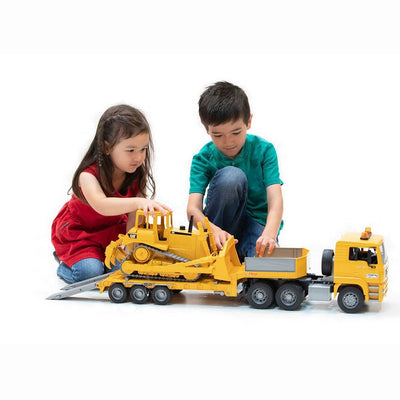 Bruder Toys Miniature Toy MAN TGA Loader Truck w/ CAT Bulldozer (Open Box)