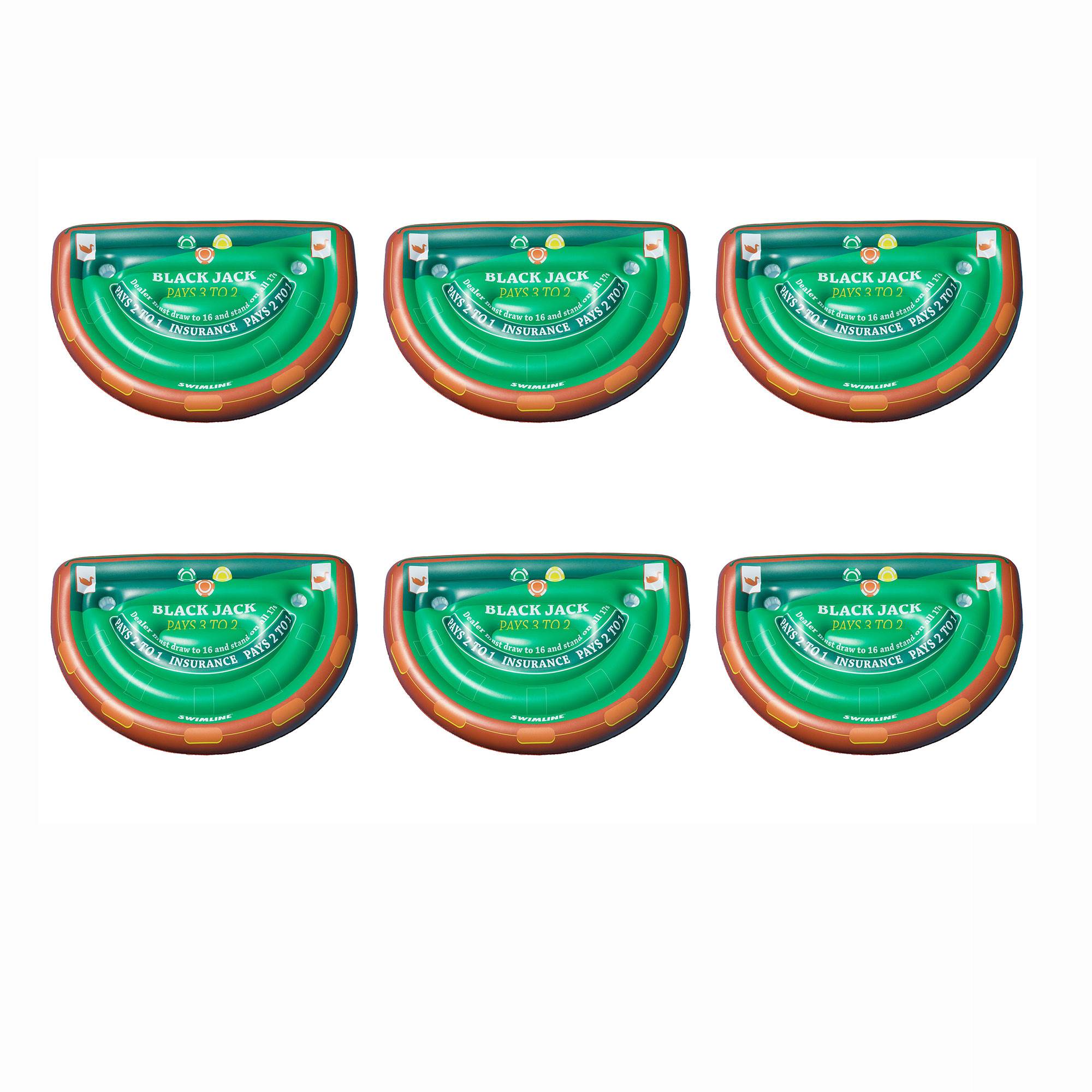 Swimline Giant Inflatable Swimming Pool Blackjack Card Table Float (6 Pack)