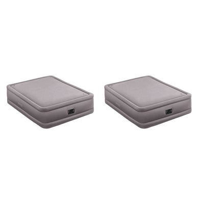 Intex Queen Raised Air Bed Foam Top Mattress with Build in Air Pump (2 Pack)