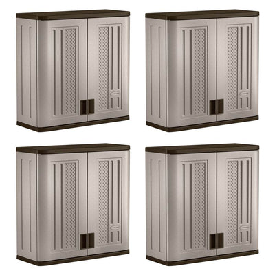Suncast 4 Cubic Feet Resin Single Shelf Garage Wall Storage Cabinet (4 Pack)