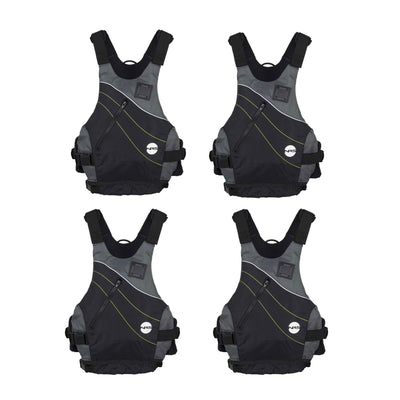 NRS Vapor Adult Small Medium PFD Boating Kayak Life Jacket Vest, Black (4 Pack)