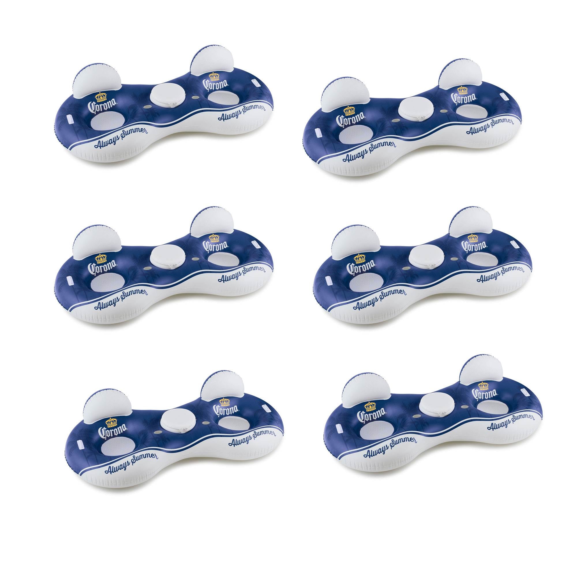 Corona Always Summer 2-Person Inflatable Inner Tube Lounge with Cooler (6 Pack)