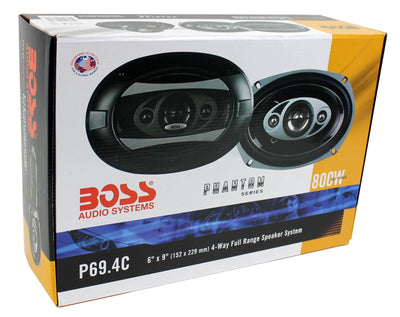 BOSS AUDIO P694C 6x9" 4-Way 800W Car Coaxial Stereo Speakers 4 Ohm (8 Pack) - VMInnovations