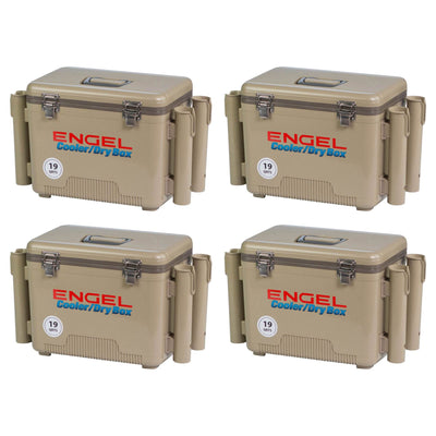 Engel 19-Quart Fishing Rod Holder Cooler and Container, Tan (4 Pack) - VMInnovations