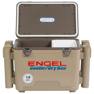 Engel 19-Quart Fishing Rod Holder Cooler and Container, Tan (4 Pack) - VMInnovations